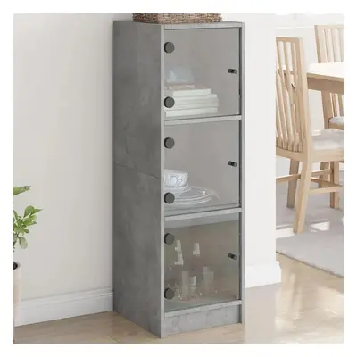 Highboard se skleněnými dvířky betonově šedý 35 x 37 x 109 cm