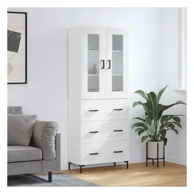 Skříň highboard lesklá bílá 69,5 x 34 x 180 cm kompozitní dřevo