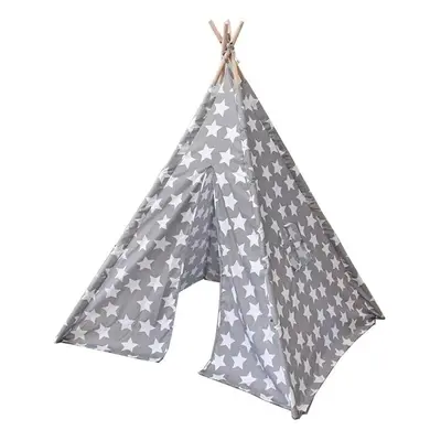 Šedý dětský teepee stan s motivem hvězd 110cm x 140cm