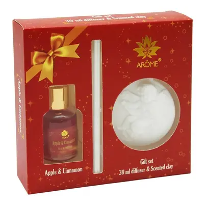 Arome Dárkový set difuzéru 30 ml a vonného jílu, Apple and Cinnamon