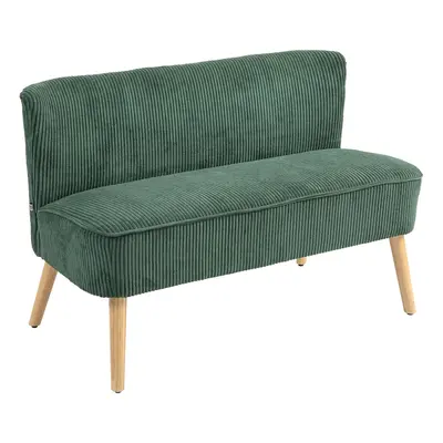 HOMCOM 2 Sitzer Sofa, Couch mit Kordoptik, Holzbeine, Gepolsterter Polstersofa, Doppelsofa für W