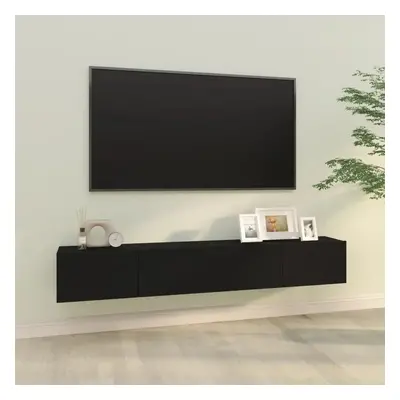 Nástěnné TV skříňky 2 ks černé 100x30x30 cm kompozitní dřevo