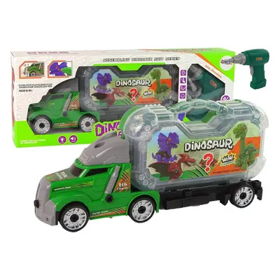 LEAN Toys Nákladní auto s dinosaurem ke složení