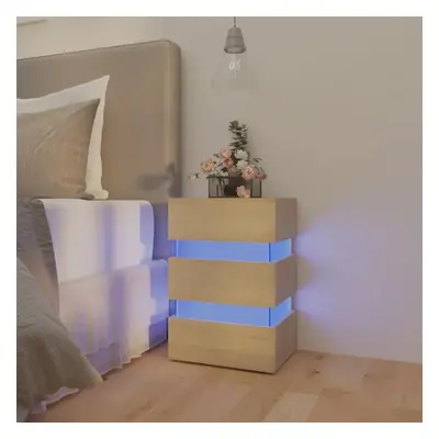 Noční stolek s LED dub sonoma 45 x 35 x 67 cm kompozitní dřevo