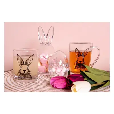 Skleněný hrnek na čaj s králíčkem Rabbit Cartoon - 11*8*11 cm / 300 ml