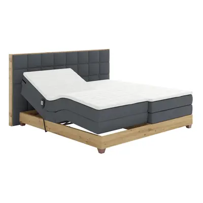 Elektrická polohovací postel, boxspring, tmavě šedá/dub artisan, 160x200, TIANA