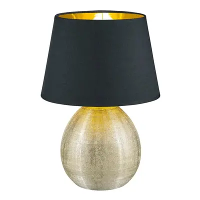 Černá stolní lampa z keramiky a tkaniny Trio Luxor, výška 35 cm