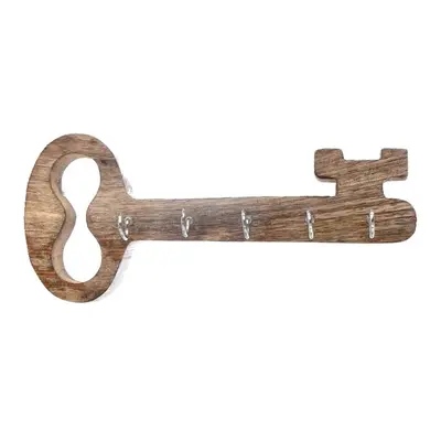 InDecor Věšák na klíče z mangového dřeva Old key, 25 x 5 x 11 cm