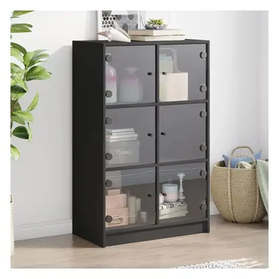 Highboard s dvířky černý 68 x 37 x 109 cm kompozitní dřevo