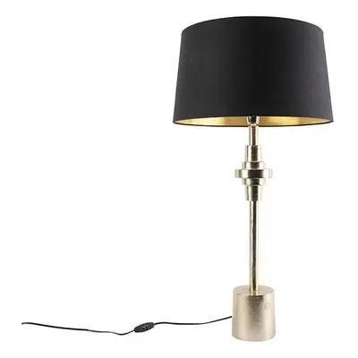 Stolní lampa ve stylu art deco černá s odstínem bavlny černá 45 cm - Diverso