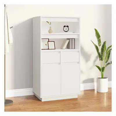 Skříň highboard bílá 60 x 40 x 116,5 cm masivní borové dřevo