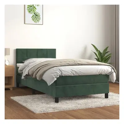 Box spring postel s matrací tmavě zelená 100x200 cm samet