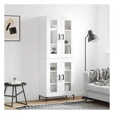 Skříň highboard lesklá bílá 69,5 x 34 x 180 cm kompozitní dřevo