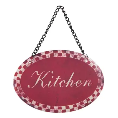 Červená závěsná cedulka Kitchen - 12*8 cm