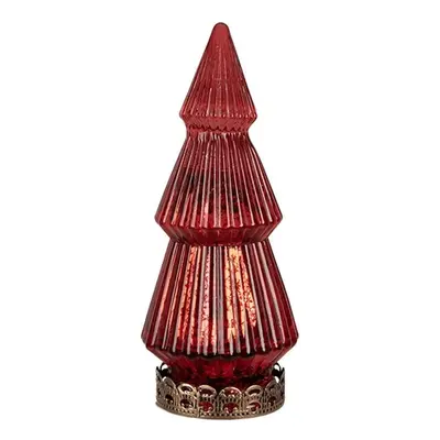 Červený skleněný dekorační svítící stromek LED Tree - Ø 7*16 cm