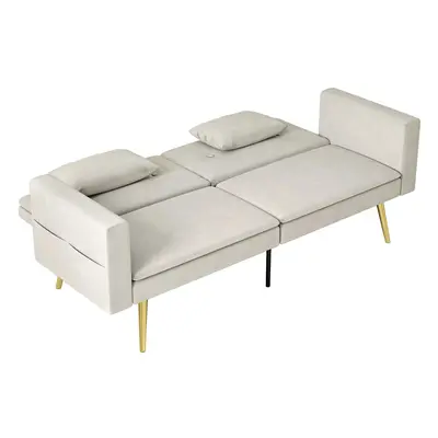 HOMCOM Schlafsofa, Schlafcouch mit Verstellbar Rückenlehne, Seitentasche, Gepolstert 2er-Sofa mi