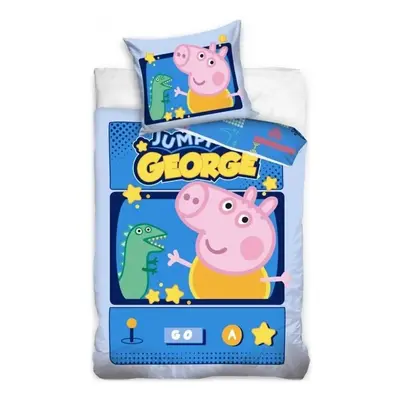 Dětské ložní povlečení Prasátko Peppa - motiv George Jumping game - 100% bavlna - 70 x 90 cm + 1