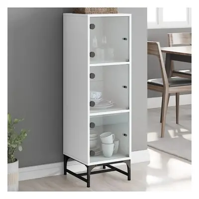 Highboard se skleněnými dvířky bílý 35 x 37 x 120 cm