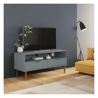 TV stolek MOLDE šedý 106 x 40 x 49 cm masivní borové dřevo