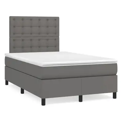 Box spring postel s matrací a LED šedá 120 x 190 cm umělá kůže