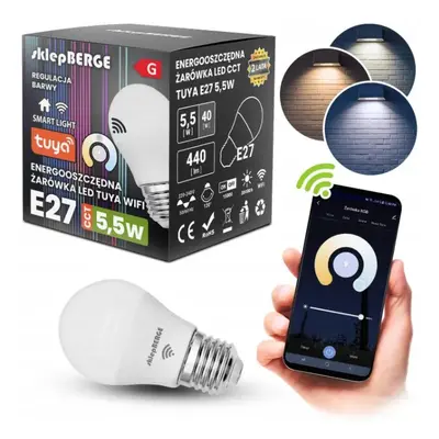 BERGE SMART E27 LED žárovka 5,5W WW-NW-CW Wi-Fi TUYA CCT