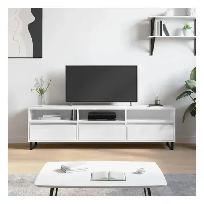 TV skříňka bílá vysoký lesk 150 x 30 x 44,5 cm kompozitní dřevo