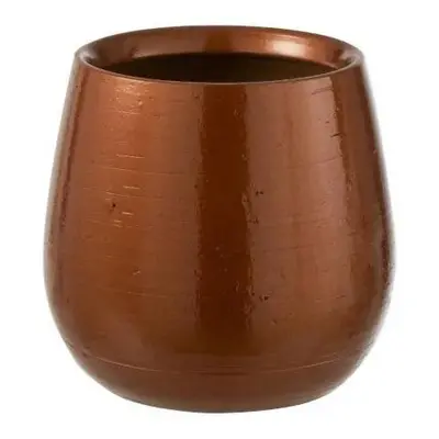 Měděný keramický obal na květináč Shiny copper M - Ø 22*19 cm