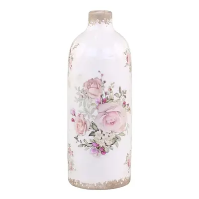 Keramická dekorační váza s růžemi Rose pattern L - Ø 11*31cm