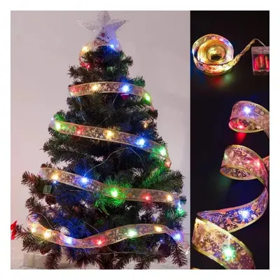 IK Vánoční stuha zlatá 100 LED, 10 m multicolor