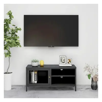 vidaXL TV stolek antracitový 90 x 30 x 44 cm ocel a sklo