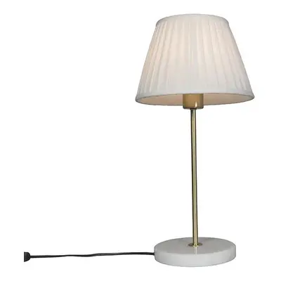 Retro stolní lampa mosaz s skládaným odstínem krémová 25 cm - Kaso