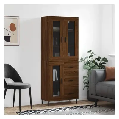 Skříň highboard hnědý dub 69,5 x 34 x 180 cm kompozitní dřevo