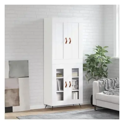 Skříň highboard lesklá bílá 69,5 x 34 x 180 cm kompozitní dřevo