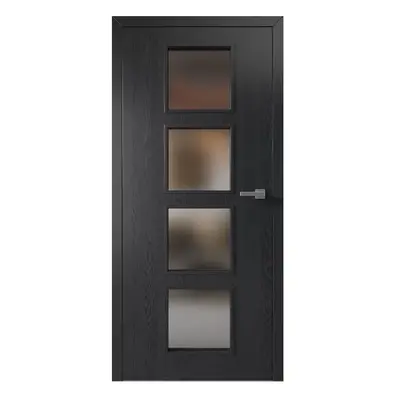 Solodoor Interiérové dveře Etta 4, 70 L, 750 × 1985 mm, fólie, levé, dub Boston, prosklené