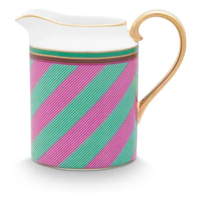 Pip Studio Pip Chique Stripes mlékovka 260ml, růžovo-zelená