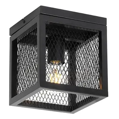 Průmyslová stropní lampa černá - Cage Mesh