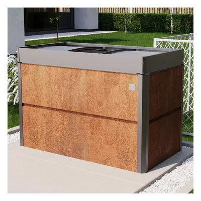 PRIMEYARD Vyvýšený záhon 150 x 85 x 77 cm, ocel Corten, rezavý vzhled, vč. Pařeniště - (GFPV0079