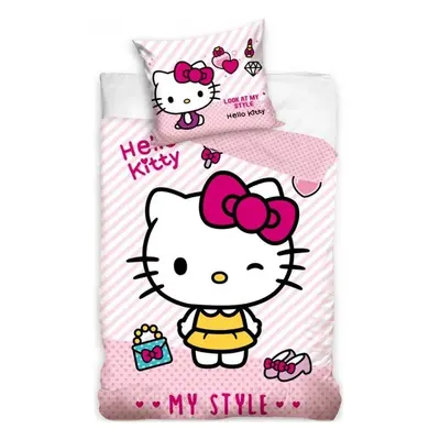 Bavlněné ložní povlečení Hello Kitty - motiv My Style - 100% bavlna - 70 x 90 cm + 140 x 200 cm