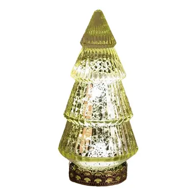 Zelený skleněný dekorační svítící stromek LED Tree - Ø 8*16 cm