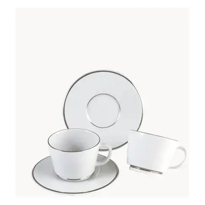 Sada ručně vyrobených porcelánových šálků na espresso's podšálky a ručně malovaným platinovým ok