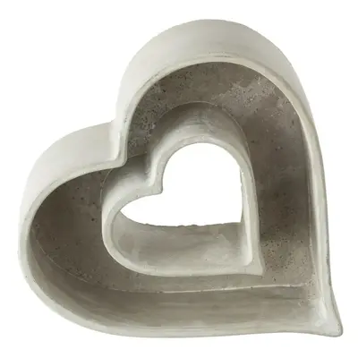 Šedý antik cementový květináč ve tvaru srdce Heart - 22*22*6 cm