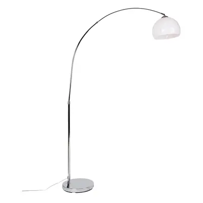 Moderní oblouková lampa chrom s bílým stínidlem - Arc Basic