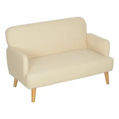 HOMCOM 2 Sitzer Sofa, Kleine Couch mit Samtoptik, Holzbeine, Dicke Gepolsterter Polstersofa mit 