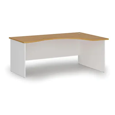 Ergonomický kancelářský pracovní stůl PRIMO WHITE, 1800 x 1200 mm, pravý, bílá/buk