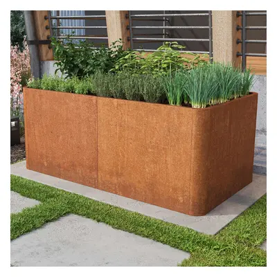 PRIMEYARD Vyvýšený záhon 146 x 80 x 80 cm, ocel Corten, rezavý vzhled - (GFPV00827)