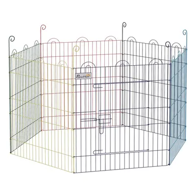 PawHut ohrádka pro štěňata 6dílná 60 cm ohrádka pro štěňata DIY ohrádka s kovovými dvířky barevn