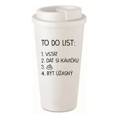 TO DO LIST: BÝT ÚŽASNÝ - bílý termohrnek 475 ml