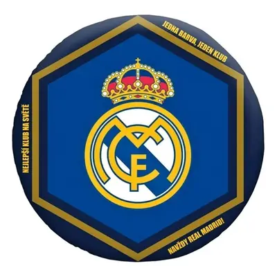 Kulatý fotbalový polštářek FC Real Madrid - RMCF - motiv Jedna barva, jeden klub! - průměr 35 cm