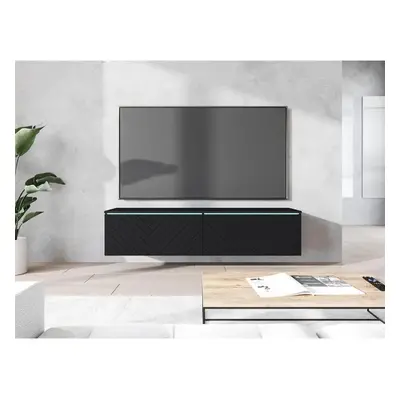 TV stolek/skříňka Dlone 140 MDF, Barva: czarny grafit / jodełka czarny, Osvětlení: osvětlení LED