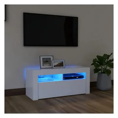 TV skříňka s LED osvětlením bílá 90 x 35 x 40 cm